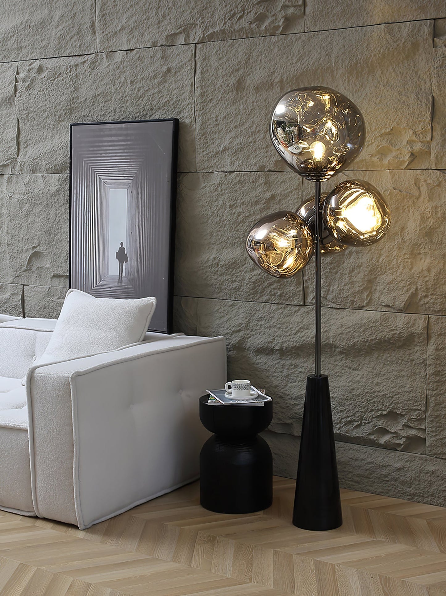 Lava Column Floor Lamp LED Indoor Lighting Chrome Black