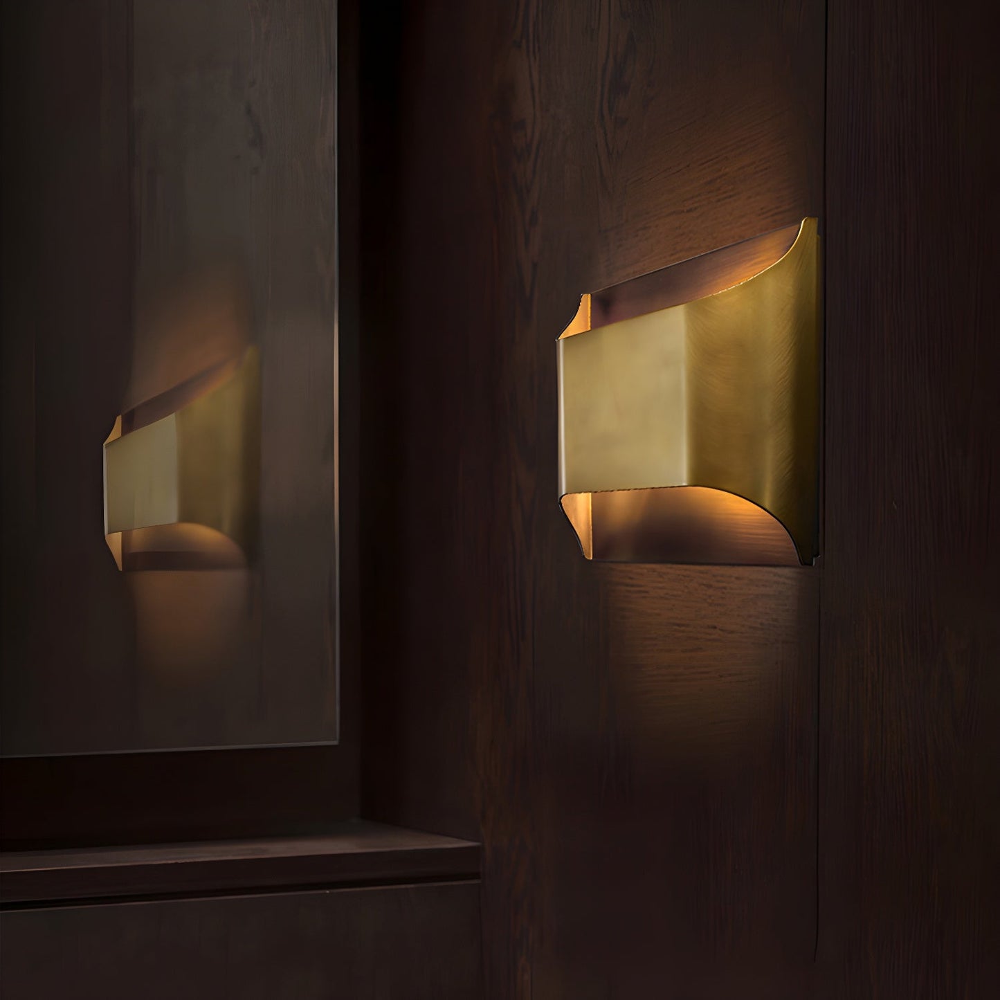 Leclerc Brass Wall Lamp LED Indoor Lighting Fixture Set of 2
