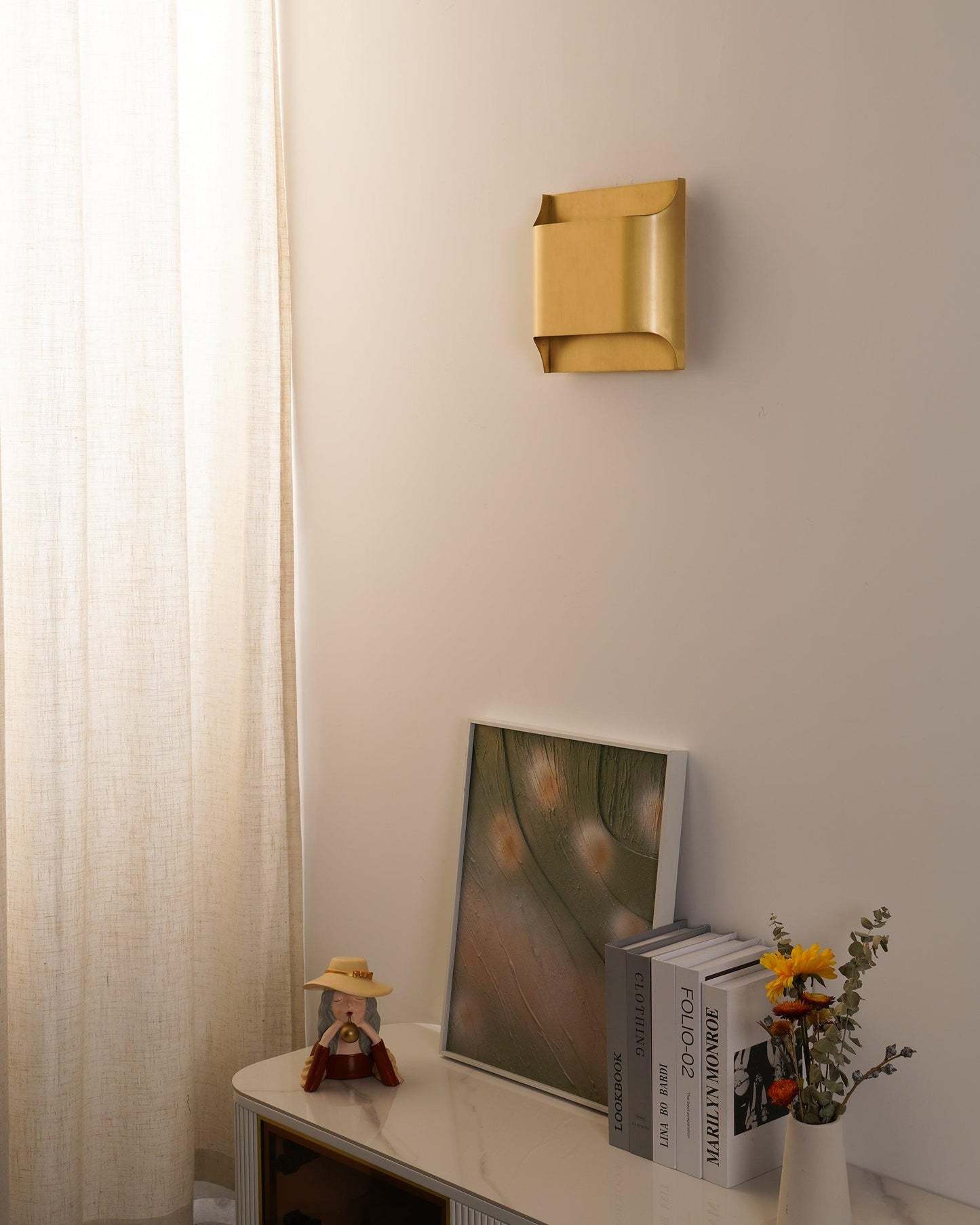 Leclerc Brass Wall Lamp LED Indoor Lighting Fixture Set of 2