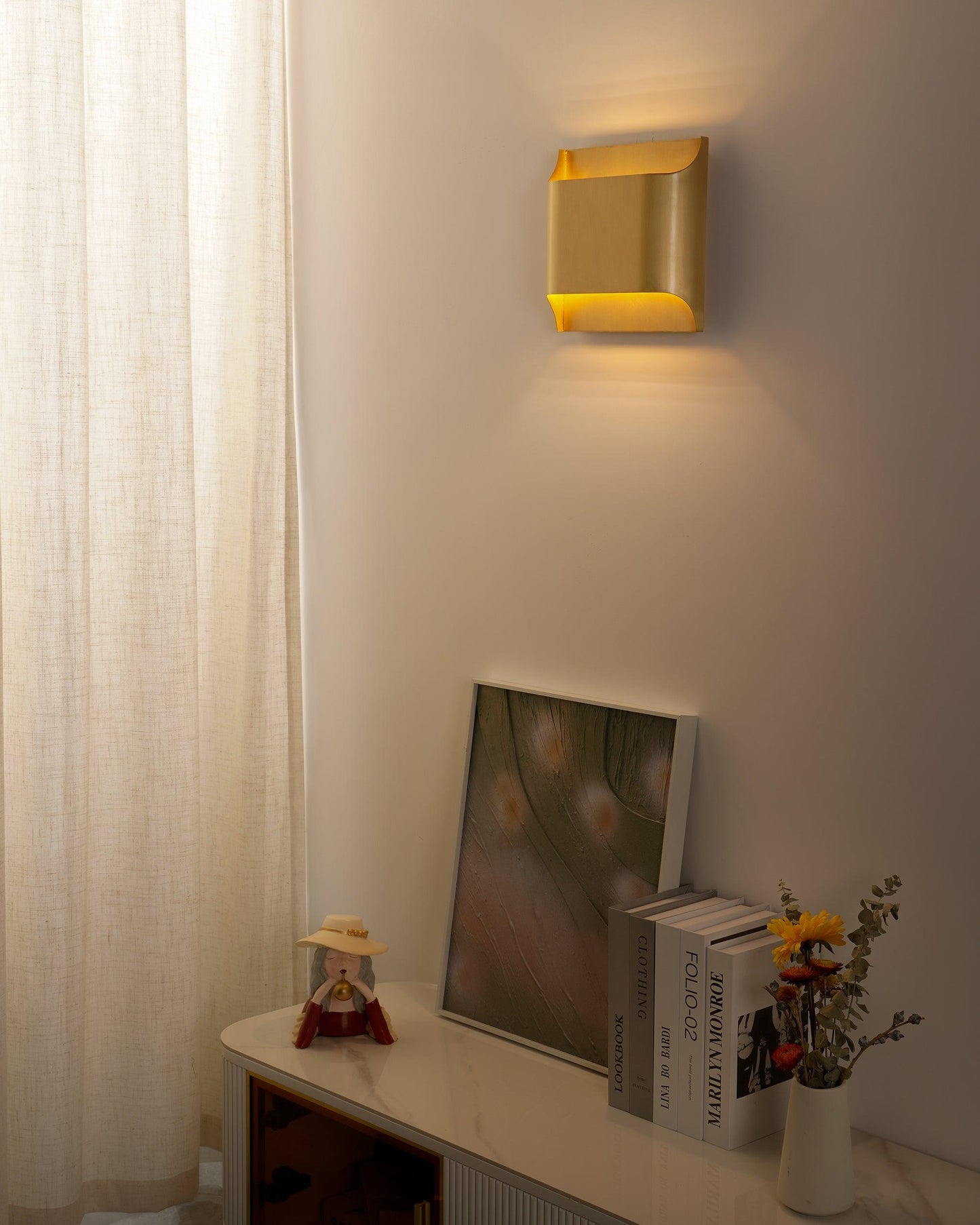 Leclerc Brass Wall Lamp LED Indoor Lighting Fixture Set of 2