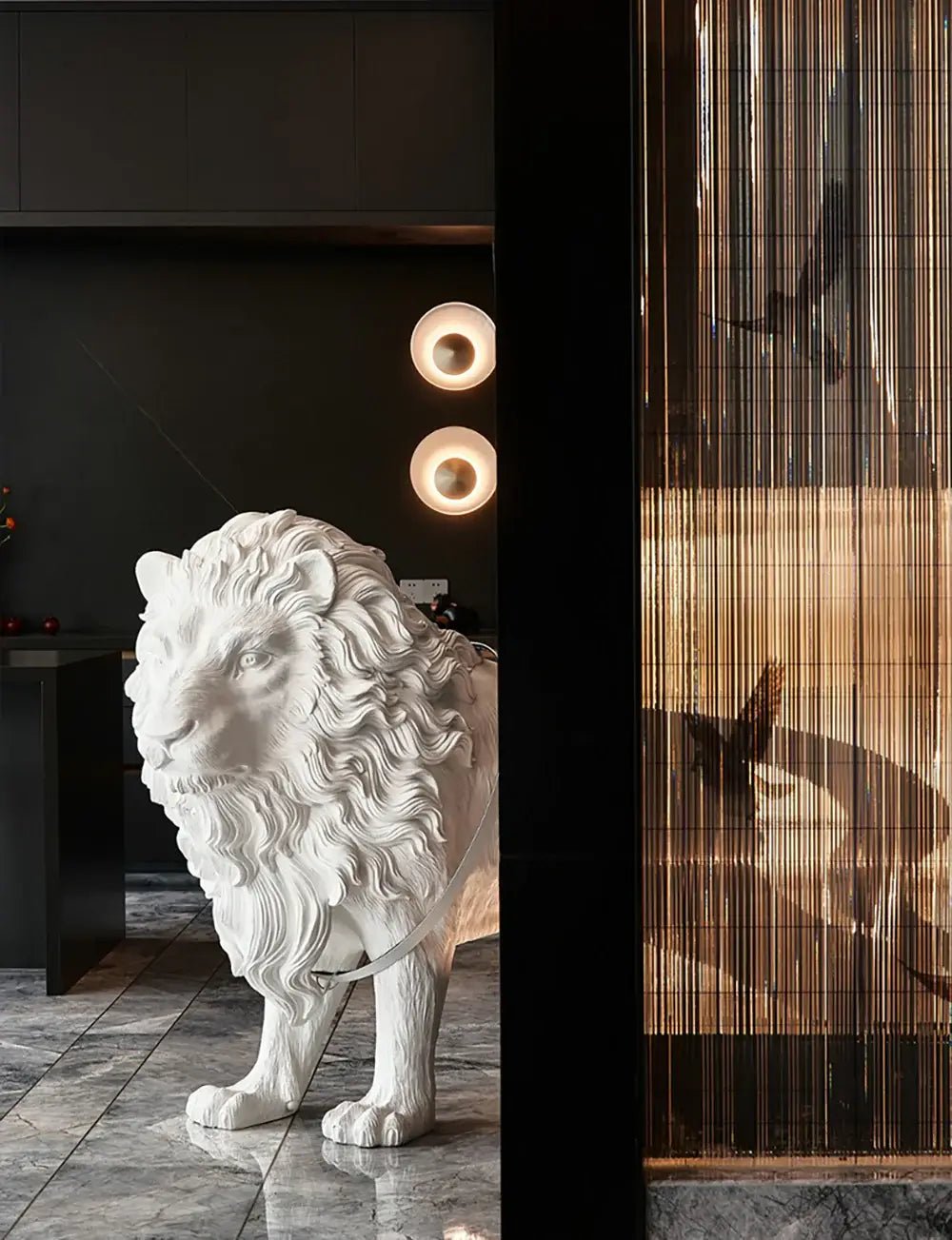 Leo Lion Sculpture Floor Lamp with LED Warm Light
