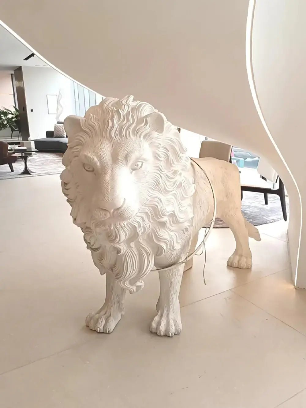 Leo Lion Sculpture Floor Lamp with LED Warm Light