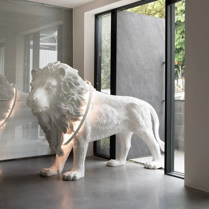 Leo Lion Sculpture Floor Lamp with LED Warm Light