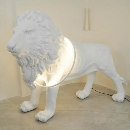 Leo Lion Sculpture Floor Lamp with LED Warm Light