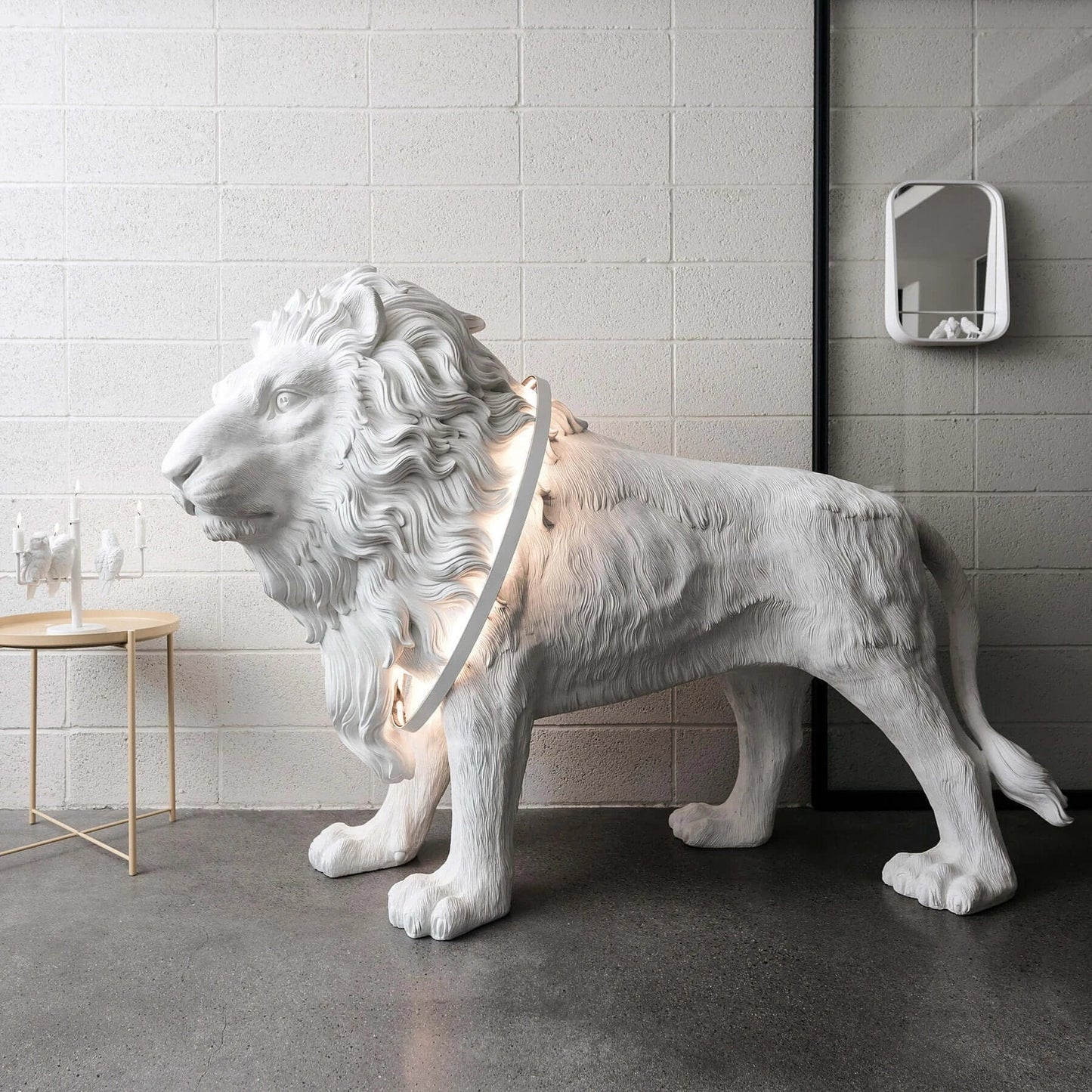 Leo Lion Sculpture Floor Lamp with LED Warm Light