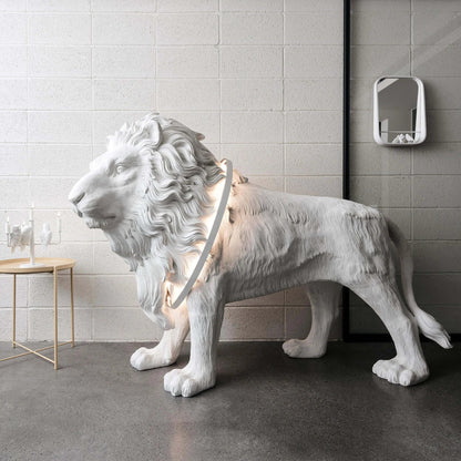 Leo Lion Sculpture Floor Lamp with LED Warm Light