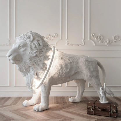 Leo Lion Sculpture Floor Lamp with LED Warm Light