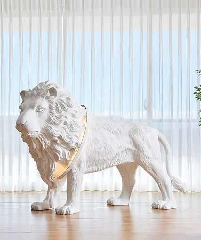Leo Lion Sculpture Floor Lamp with LED Warm Light