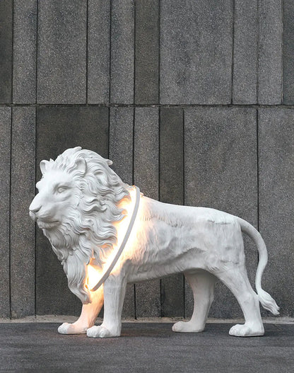 Leo Lion Sculpture Floor Lamp with LED Warm Light