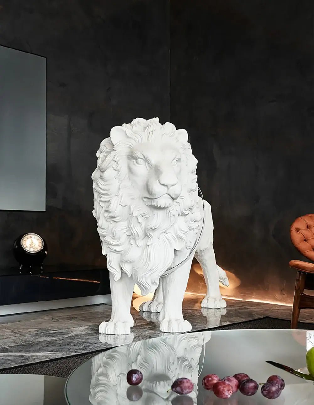Leo Lion Sculpture Floor Lamp with LED Warm Light