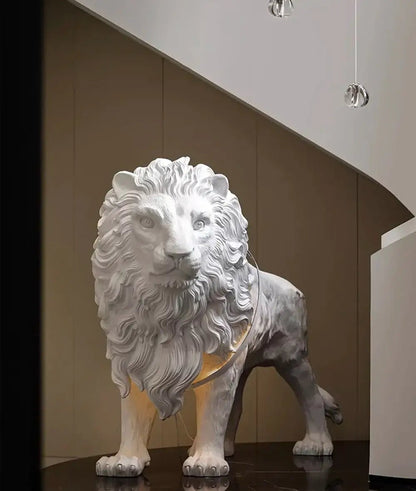 Leo Lion Sculpture Floor Lamp with LED Warm Light