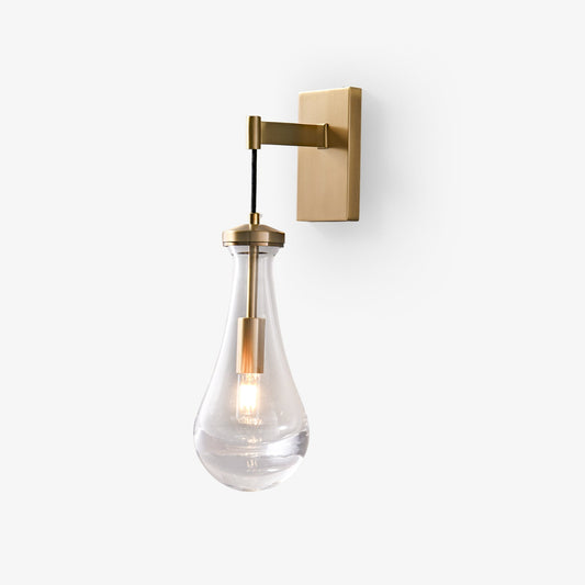 Leontine Glass Wall Lamp with Brass Frame for Indoor Use