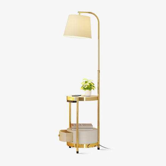 Lilah Floor Lamp with End Table and Storage Shelf