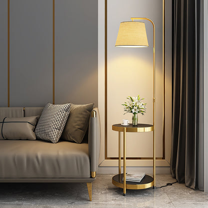 Lilah Floor Lamp with End Table and Storage Shelf
