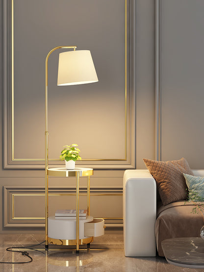Lilah Floor Lamp with End Table and Storage Shelf