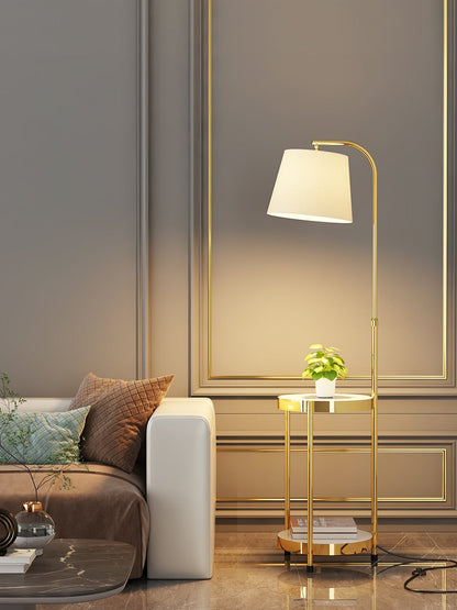 Lilah Floor Lamp with End Table and Storage Shelf