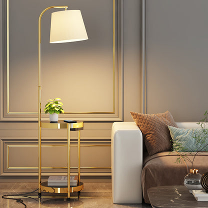 Lilah Floor Lamp with End Table and Storage Shelf