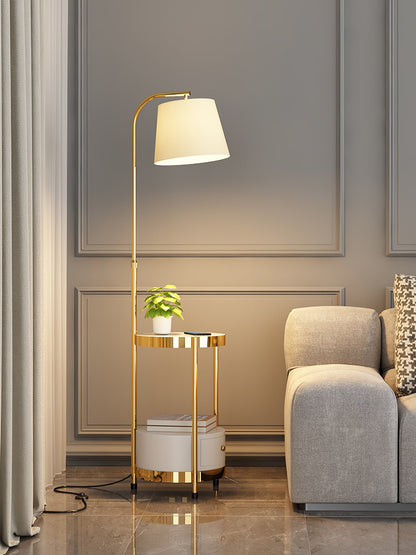Lilah Floor Lamp with End Table and Storage Shelf