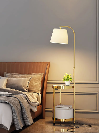 Lilah Floor Lamp with End Table and Storage Shelf