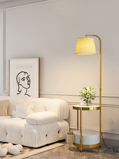 Lilah Floor Lamp with End Table and Storage Shelf