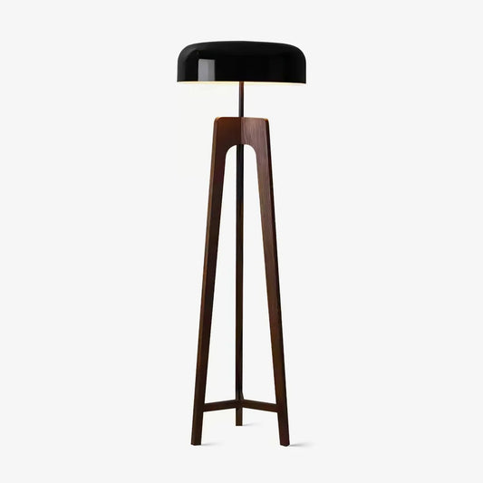 Linea Floor Lamp - LED Walnut with Black Shade for Indoor Use