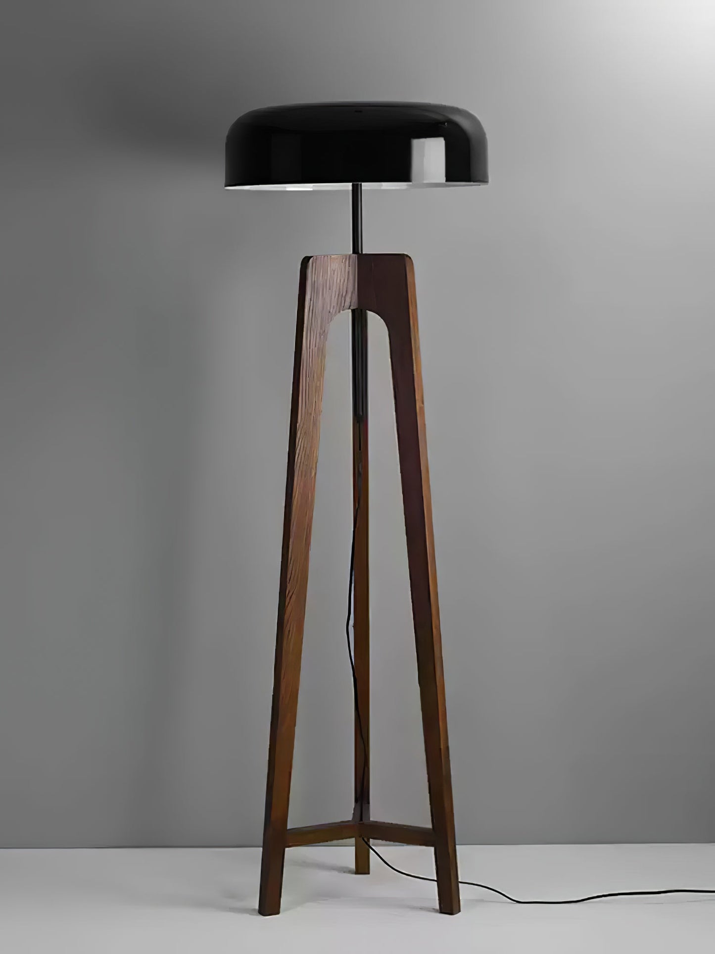 Linea Floor Lamp - LED Walnut with Black Shade for Indoor Use