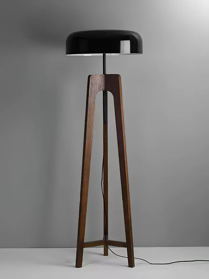 Linea Floor Lamp - LED Walnut with Black Shade for Indoor Use