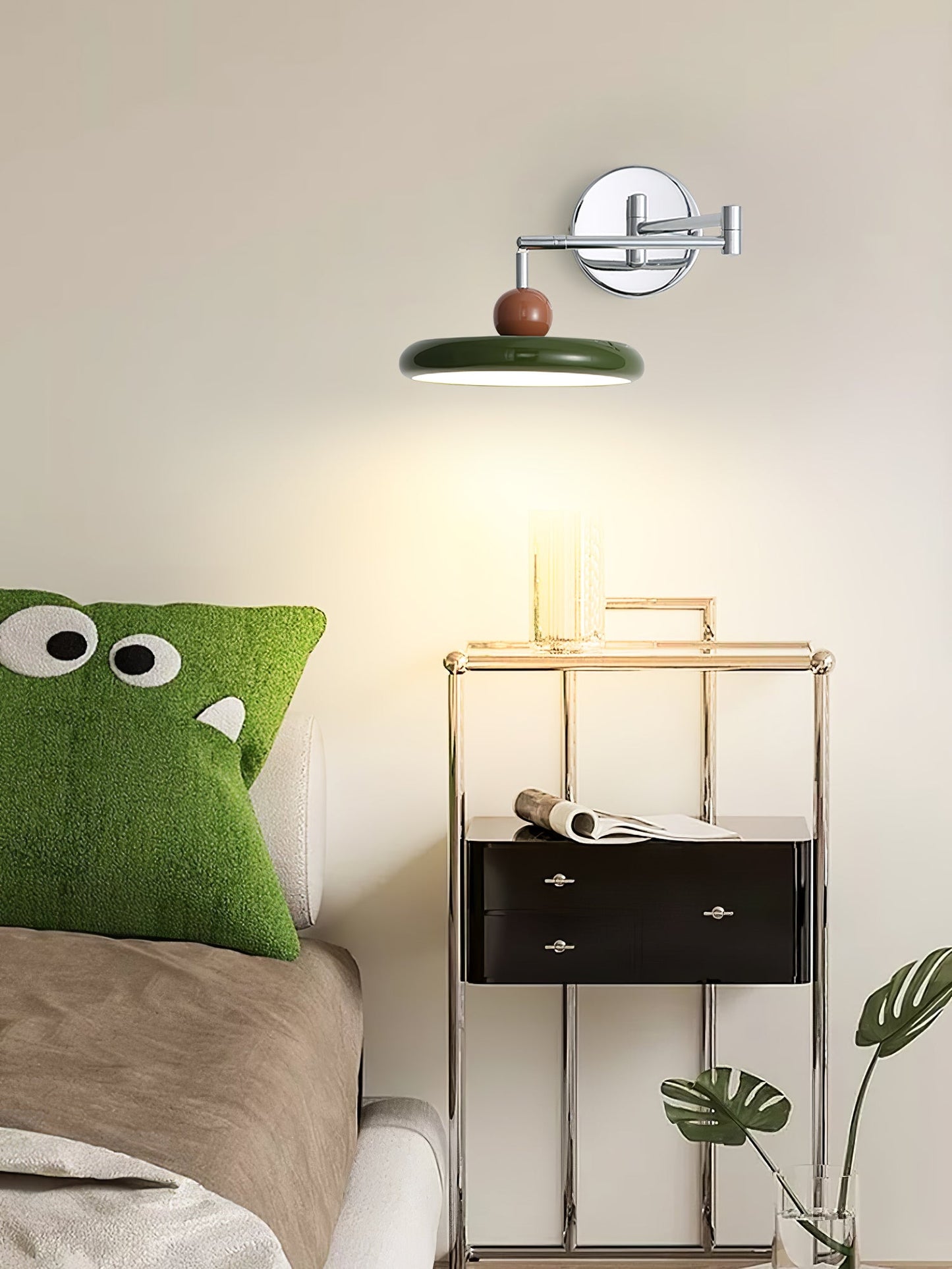 Lola Swing Arm Wall Lamp with LED Light - Chrome Finish
