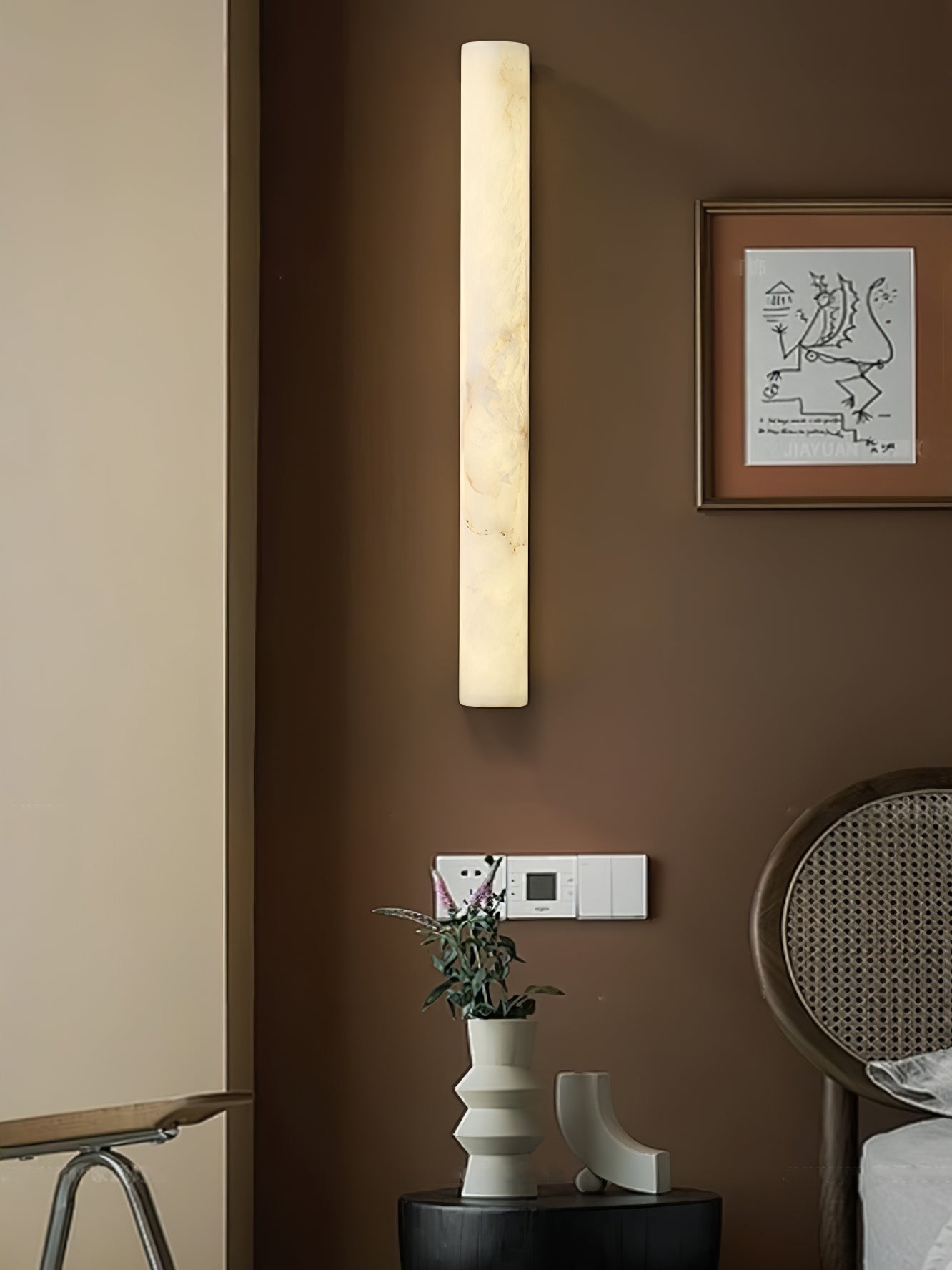 Luminara Alabaster Wall Sconce with Integrated LED Light