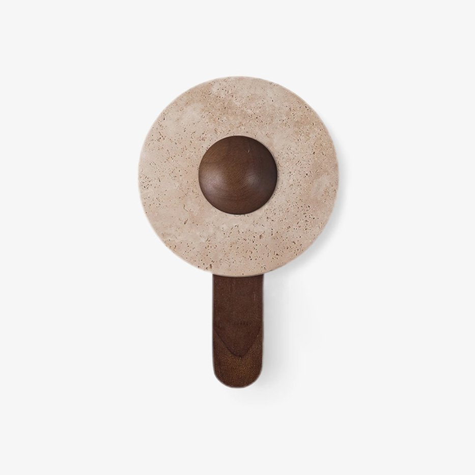 Lunar Wood Wall Lamp - LED Indoor Lighting with Travertine
