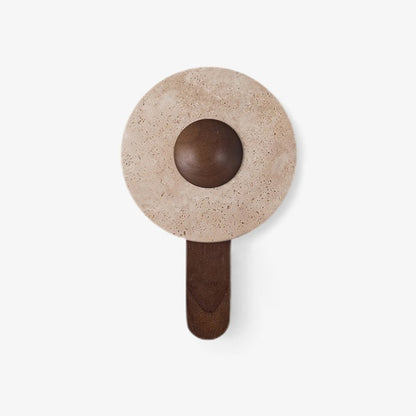 Lunar Wood Wall Lamp - LED Indoor Lighting with Travertine