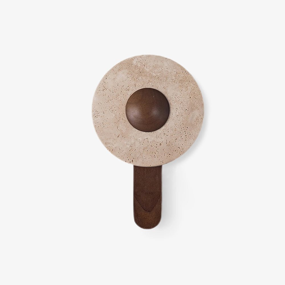 Lunar Wood Wall Lamp - LED Indoor Lighting with Travertine