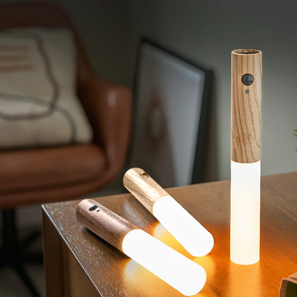 Magnetic Wooden Wall Light – Motion-Sensitive, Warm LED Lighting