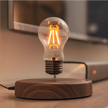 Floating LED Desk Lamp – Magnetic Levitation Light Bulb with Wooden Base