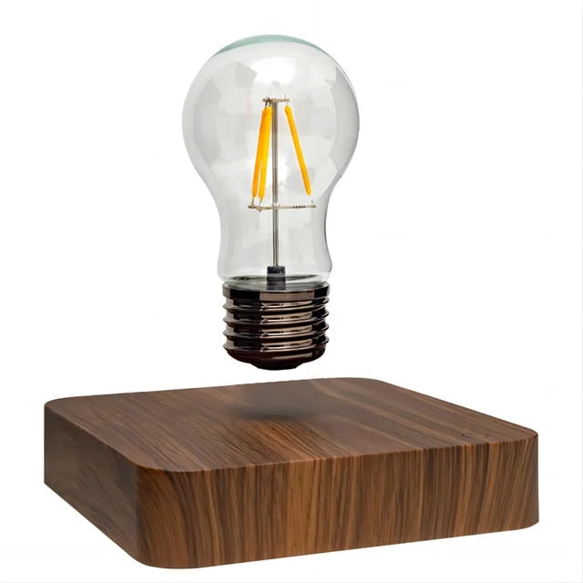 Floating LED Desk Lamp – Magnetic Levitation Light Bulb with Wooden Base