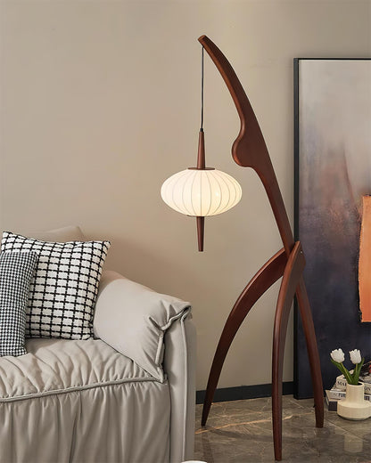 Mantis Wood Floor Lamp with LED, Indoor Use, Abstract Design
