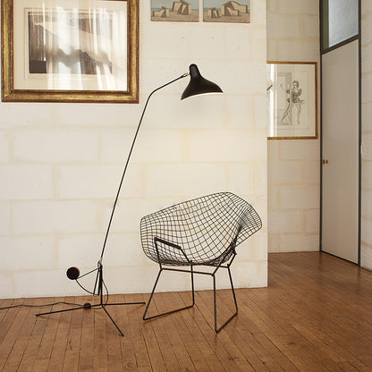Mantis Arm Floor Lamp with LED, Adjustable Height, Black
