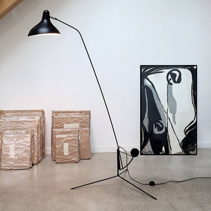 Mantis Arm Floor Lamp with LED, Adjustable Height, Black