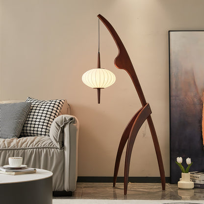 Mantis Wood Floor Lamp with LED, Indoor Use, Abstract Design