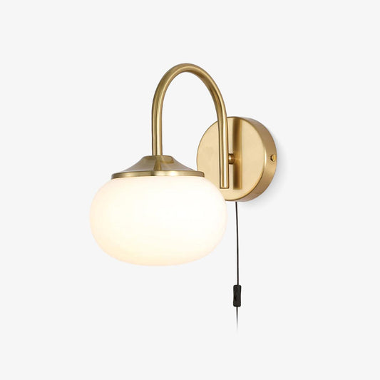 Marshmallow Sconce Plug Version with Pink Glass Shade