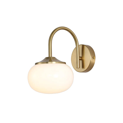 Marshmallow Wall Lamp with Pink Glass Shade and Gold Finish