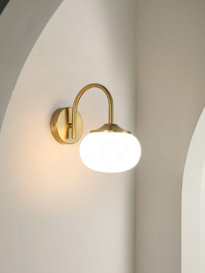 Marshmallow Wall Lamp with Pink Glass Shade and Gold Finish