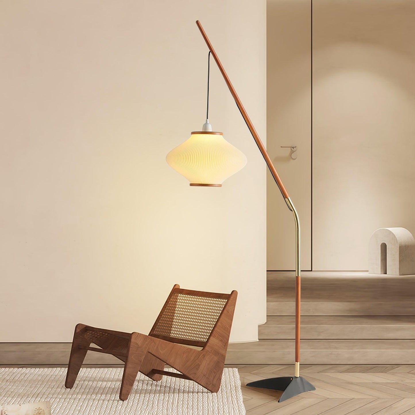 Matsusu Floor Lamp LED Brass Ash Wood Indoor Lighting