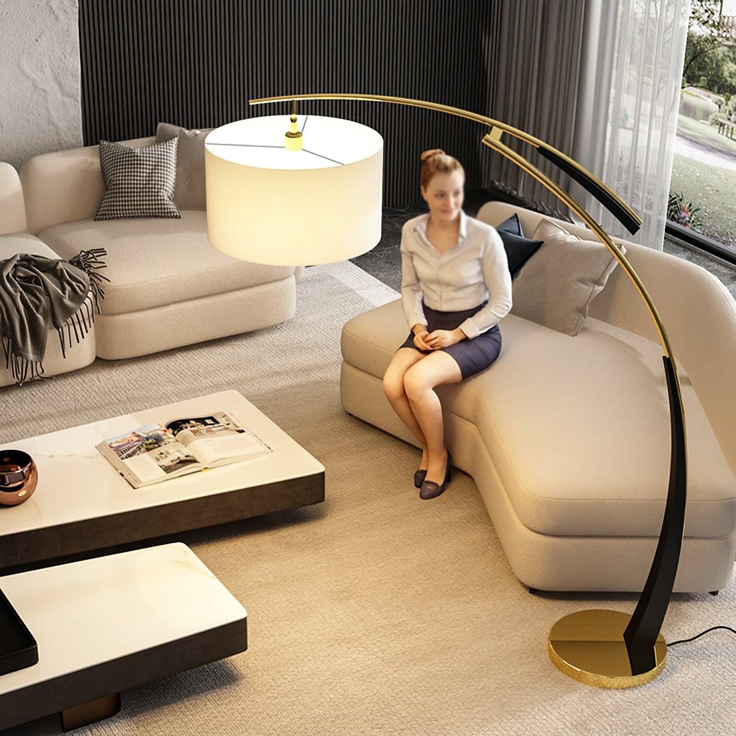 Matterhorn Arc Floor Lamp - LED Indoor Lighting Black Gold