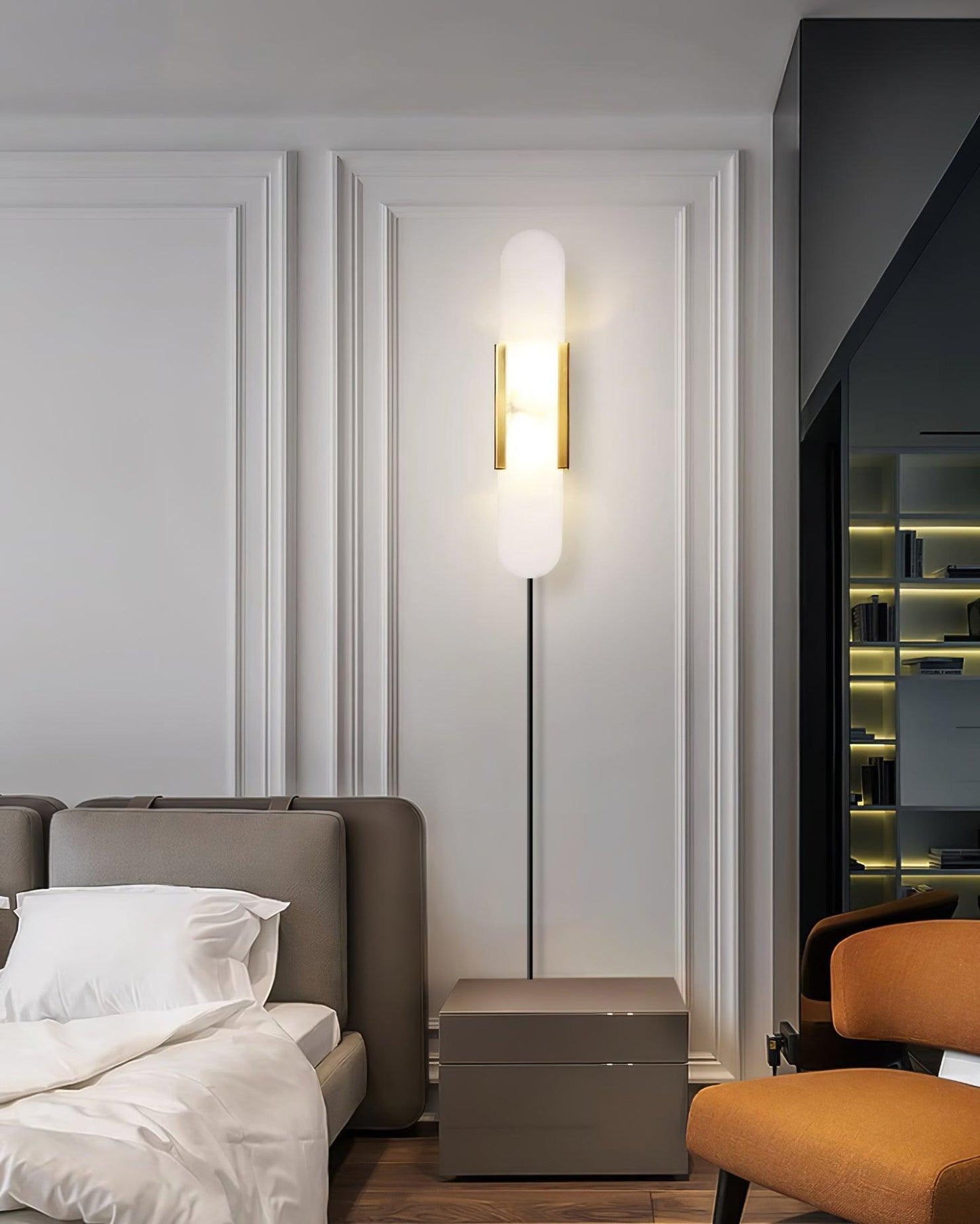 Melange Elongated Plug-in Sconce LED Wall Light Brass Accent