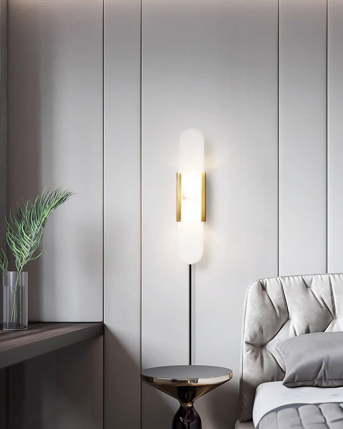 Melange Elongated Plug-in Sconce LED Wall Light Brass Accent