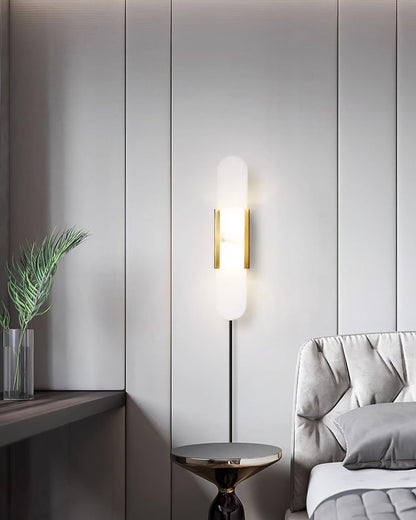 Melange Elongated Plug-in Sconce LED Wall Light Brass Accent
