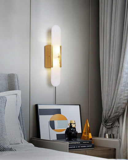 Melange Elongated Plug-in Sconce LED Wall Light Brass Accent