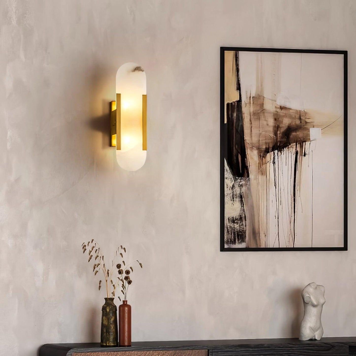 Melange Elongated Plug-in Sconce LED Wall Light Brass Accent