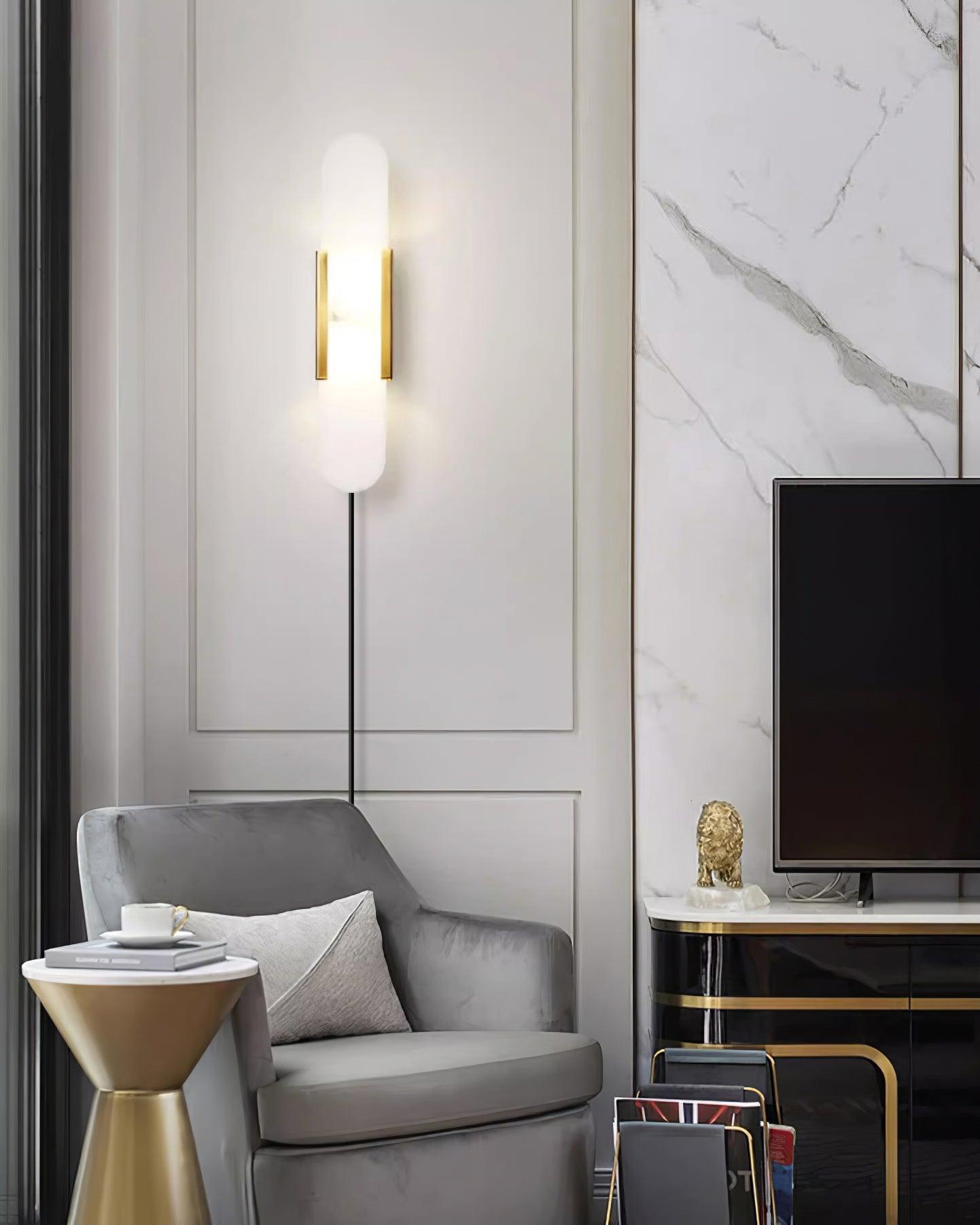 Melange Elongated Plug-in Sconce LED Wall Light Brass Accent